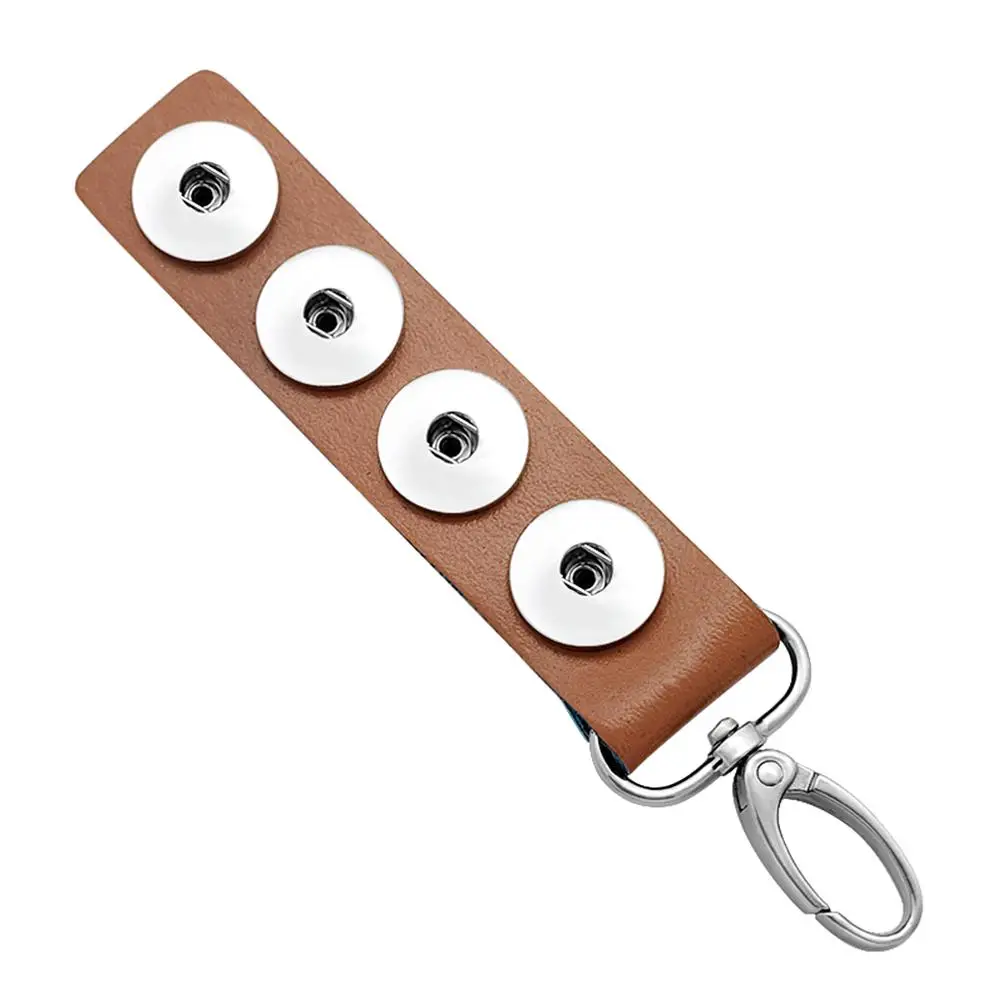 PJ8002 Hot sale new 4 buttons Hangable 10 colors leather snap Keychains fit DIY 18MM snap buttons snap jewelry wholesale
