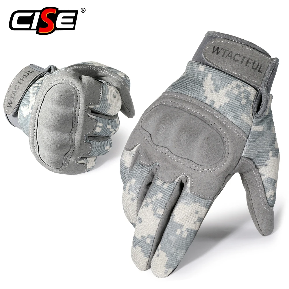 ACU Camouflage Touch Screen Motorcycle Hard Knuckle Full Finger Gloves Moto Motorbike Biker Motocross Riding Protective Gear Men