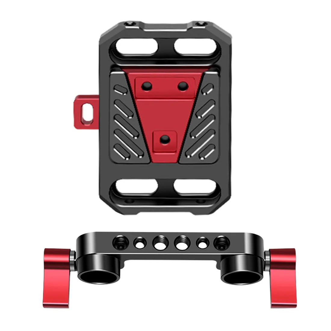 Aluminium-Schnellwechsel-V-Lock-Akku-Montageplatte mit 15-mm-Stangenklemme für Fotografie-DSLR-Kameras, Rig-Schiene und Follow-Focus-System – Detail 24