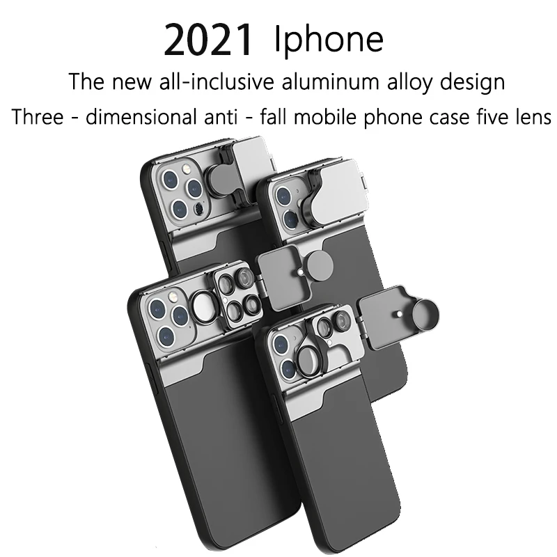 IPHONE13 14 Camera lens 5 in 1 Case Kit for iPhone14  13 20X Super Macro Lens CPL Fisheye Telephoto Lens for iPhone 12/11/13max