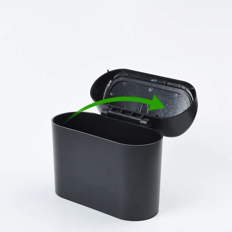 Car Trash Bin Hanging Vehicle Garbage Dust Case Storage Box Black Abs Square Pressing Type Trash Can Auto Interior Accessories