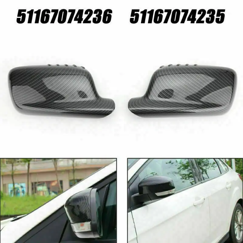 

1Pair Rearview Door Wing Side Mirror Covers Cap Fit for BMW E46 E65 E66 330Ci 745i 750i 750Li Carbon Fiber Gloss Black