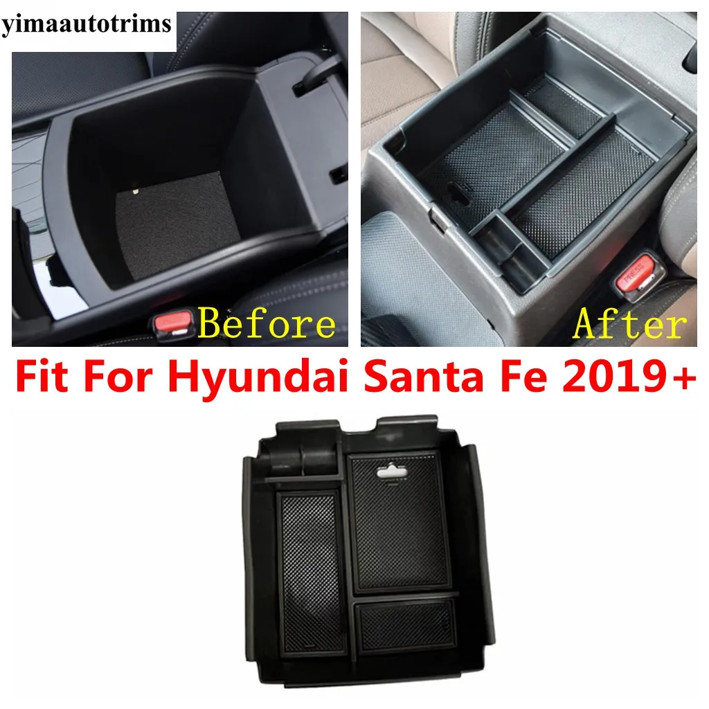 For Hyundai Santa Fe 2019 - 2023 Car Central Control Armrest Storage Box Container Organizer Holder Tray Interior Accessories