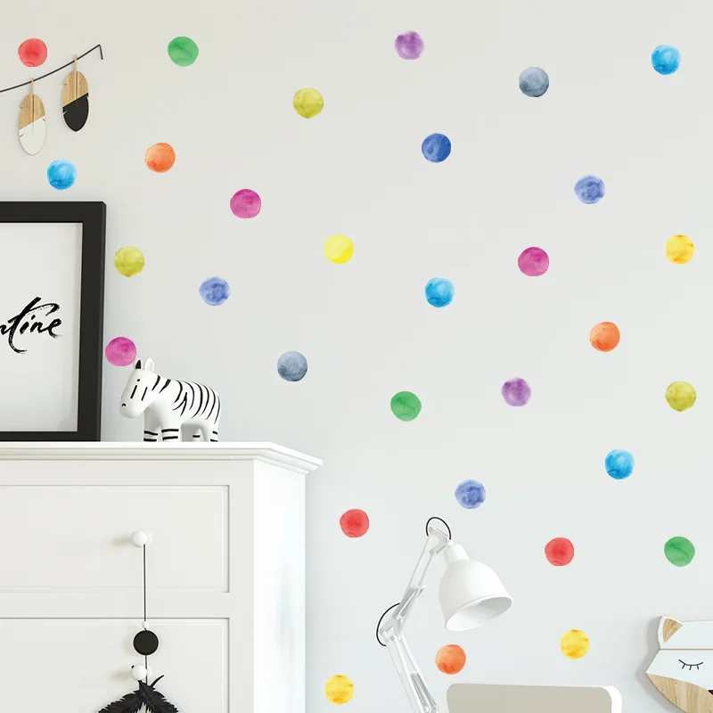Pegatinas de Pared con Puntos Multicolores, Decoración para Sala de Estar, Habitaciones Infantiles, Mural para Cuarto de Bebé, Calcomanías Artísticas, Pegatinas de Puntos para el Hogar, Papel Tapiz DIY