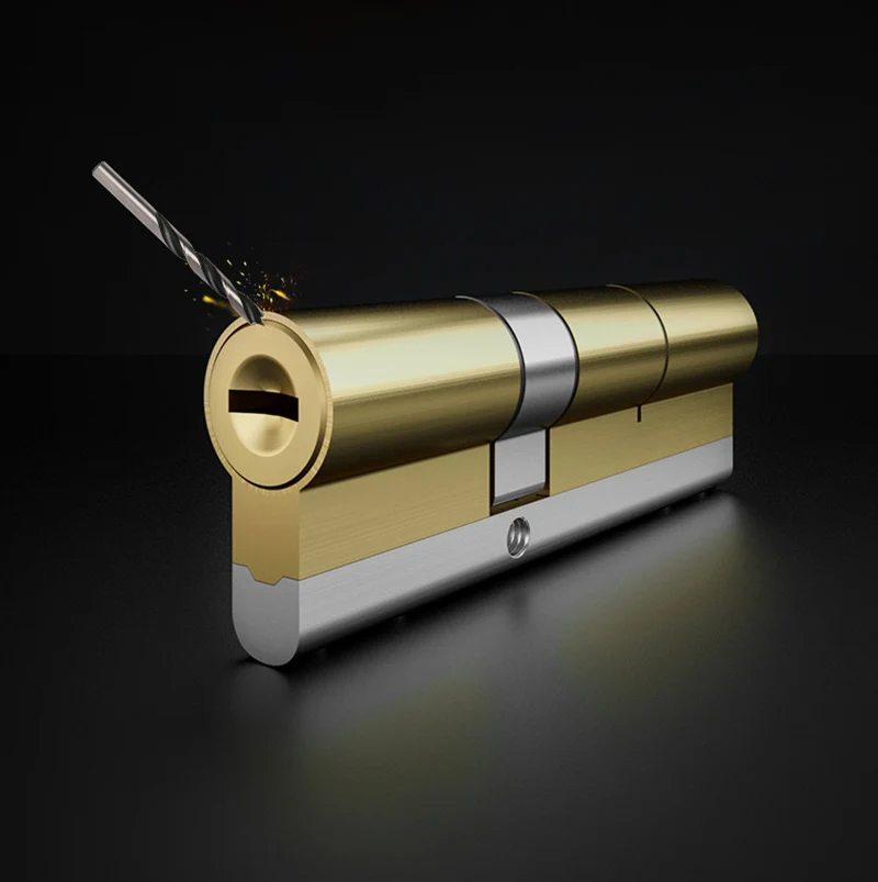 10Pcs Brass Key Door Lock Cylinder 65-110mm Double Open Sided Blade Break Anti Stainless Steel Bar Snake Groove Cylinder