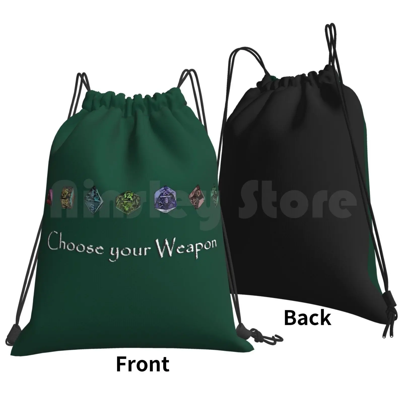 D&d Dice Backpack Drawstring Bag Riding Climbing Gym Bag D D Pathfinder Dice Colors Nerd Forms Choose Your Weapon Adventure