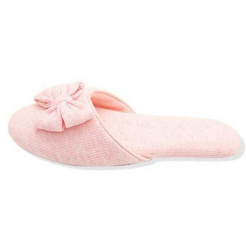 GKTINOO Lovely Bowtie Winter Women Home Slippers For Indoor Bedroom House Soft Bottom Cotton Warm Shoes Adult Guests Flats