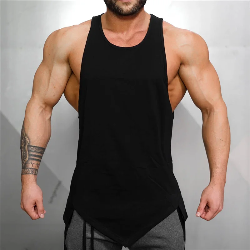 Muscleguys Gym Clothing Bodybuilding Stringer Tank Top Men Fitness Singlet Sports Sleeveless Shirt Cotton Undershirt Muscle Vest