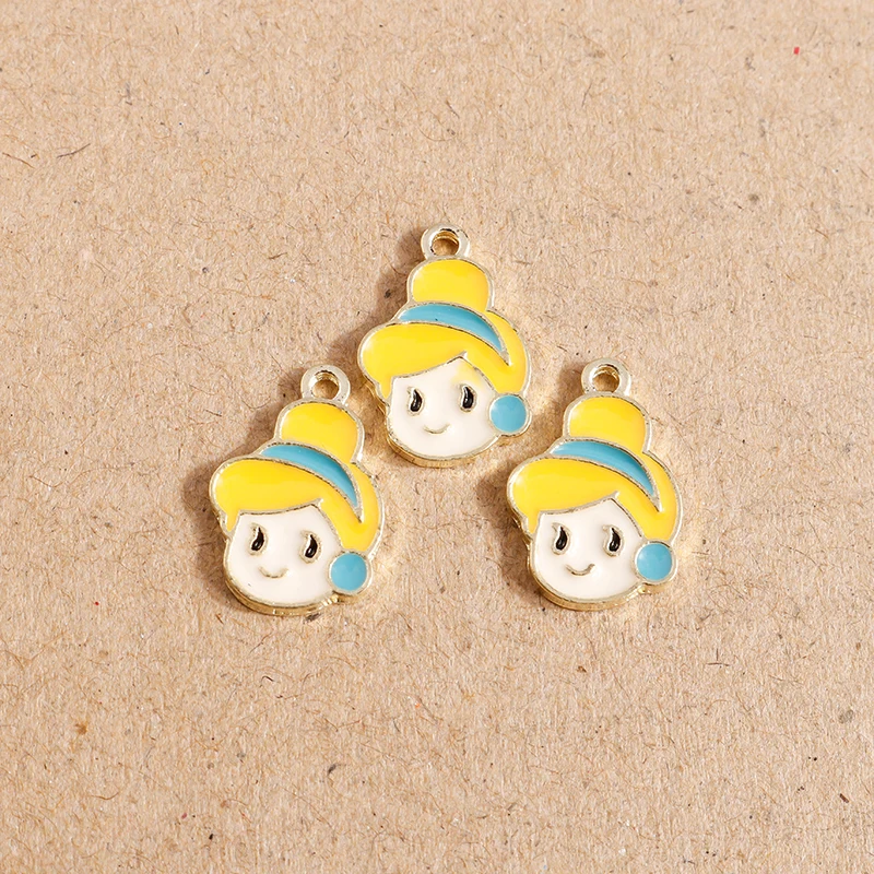 10 Stück süße Emaille-Prinzessin-Mädchen-Charms-Anhänger für Schmuckherstellung, Halskette, Ohrringe, Armband, DIY-Zubehör, Zubehör – Detail 6