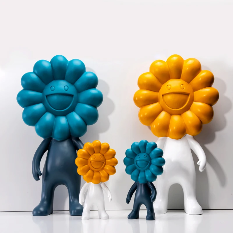 

Modern Home Decor Creative Sunflower Statue Sculpture Living Room Desktop Decoration Resin Statue Large Artificial Plant Figurin