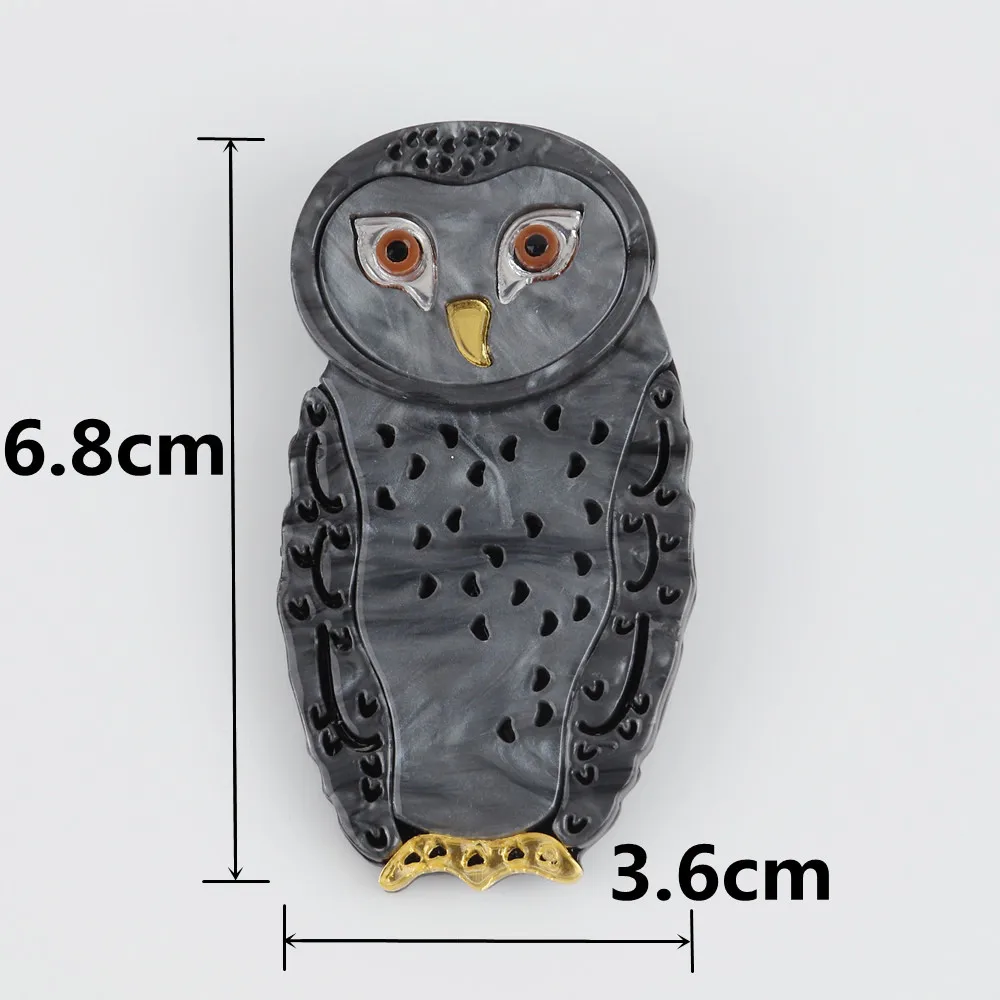 FishSheep Lovely Big Owl Brooches Pins For Women Resin Cute Animal Birds Brooch Hijab Pins Clips Sweater Clothing Accessory