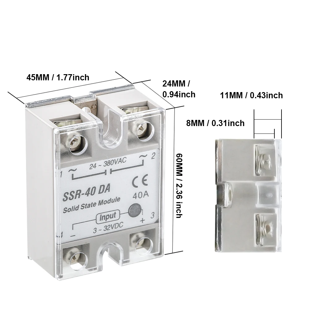 Solid State Relay SSR-25A SSR-40A SSR-100DA 25A 40A 100A 3-32V DC TO 24-380V AC SSR 25DA 40DA 100DA  Control Switch