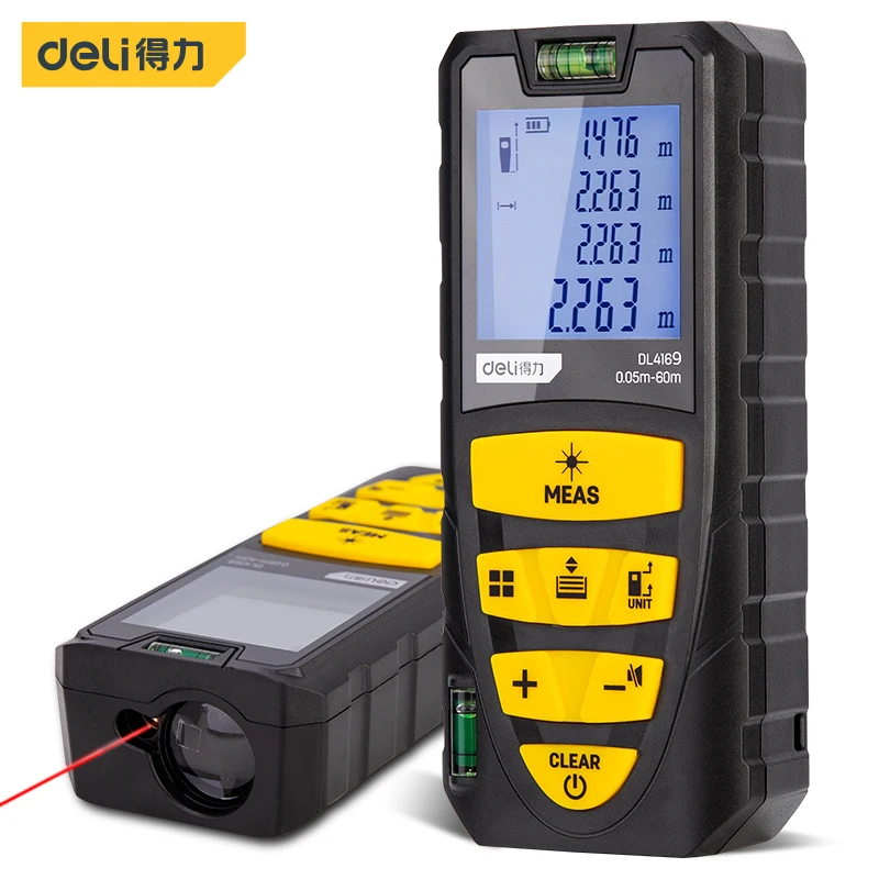 

Deli 60M Laser Rangefinder 30 Sets Of Data Storage Function 1.7 Inch Display Large Buttons Multiple Laser Measurement Modes