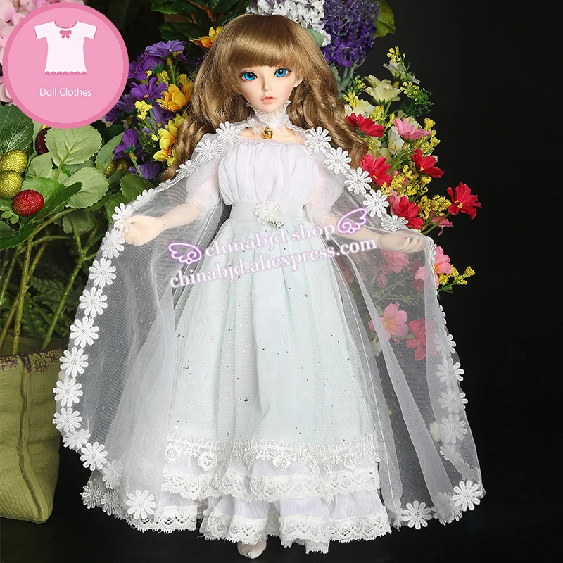 Doll BJD 1/4 Clothes Girl Long Dress Net Yarn Coat Lace Edge YF4-64 For Minifee IP Kid body Doll Accessories