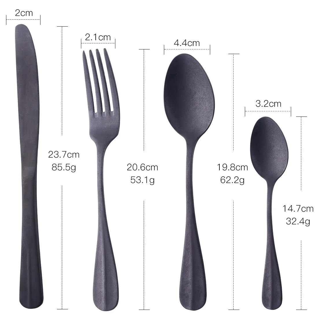 Matte Black Vintage Dinnerware Stainless Steel Knife Fork Spoon Cutlery Set Luxury Silverware Tableware Western Kitchen Flatware