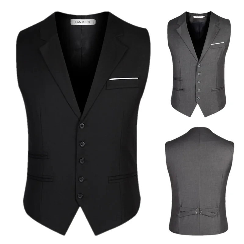 2023 New Arrival Dress Vests For Men Slim Fit Mens Suit Vest Male Waistcoat Gilet Homme Casual Sleeveless Formal Business Jacket