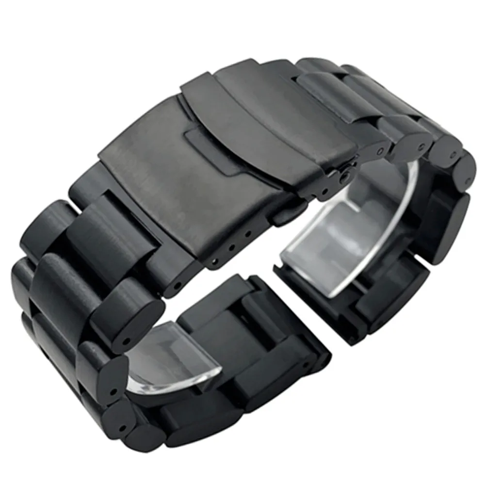 Solid Thickening 5.5mm 316L Stainless Steel Watchbands Silver 22mm 24mm 26mm Metal Watch Band Strap Wrist Watches Bracelet