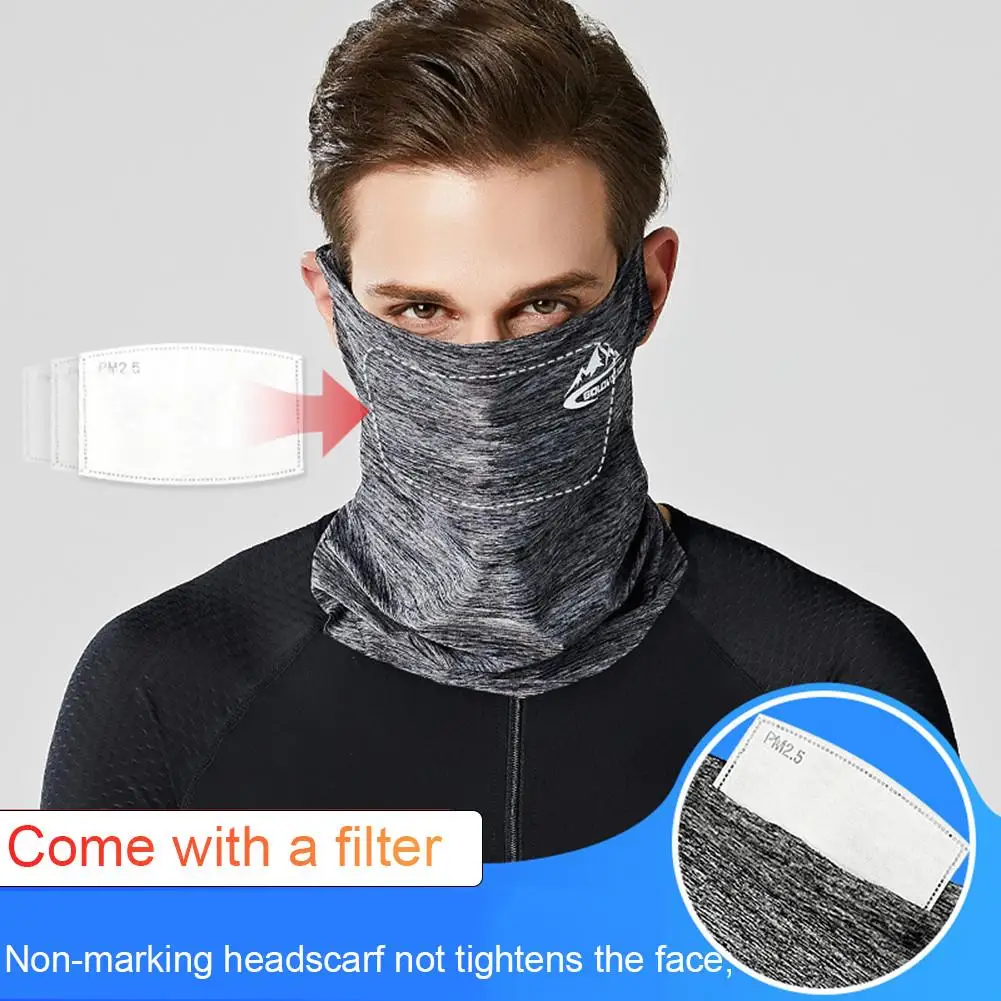 New Riding Headscarf Soft Breathable Neck Gaiter With Filter Ice Silk Sunscreen Scarf