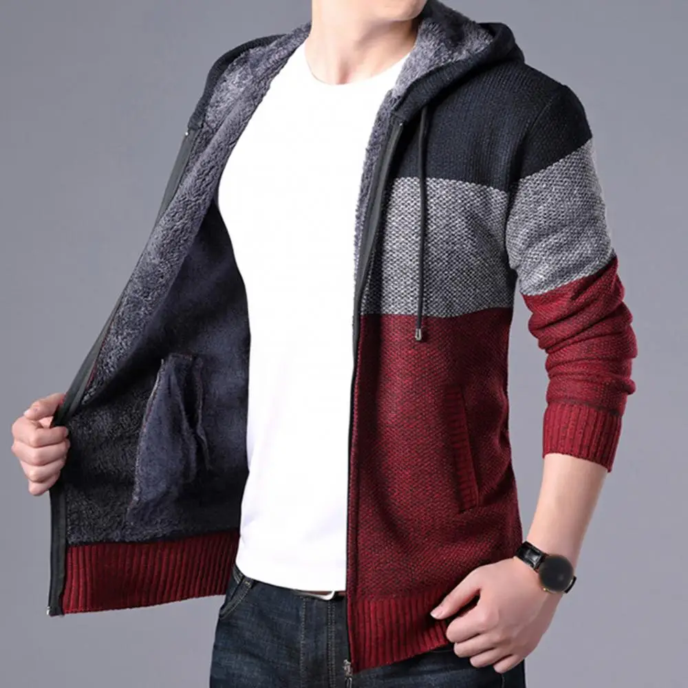 2021 Fashion New Autumn Winter Jacket Men Warm Cashmere Casual Handsome Wool Zipper Fleece Jacket Men Coat Dress Knitwear Male