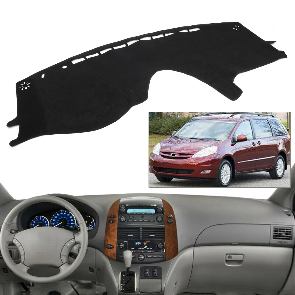 Black Auto Dash Mat Dashboard Cover Dashmat For Toyota Sienna XL20 2004 2005 2006 2007 2008 2009 2010 LHD