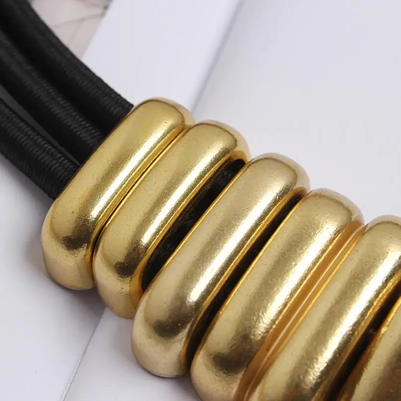 Women's runway fashion gold metal elastic Cummerbunds female Dress Corsets Waistband Belts decoration wide belt R2617