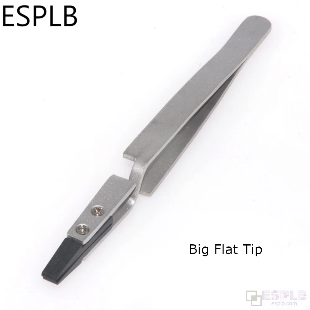 5 teile/satz Schwarz/Silber Reverse Pinzette Edelstahl Griff Kunststoff Spitze Präzision Pinzette Gebogene/Flach/Gerade Spitze pinzette – Detail 14
