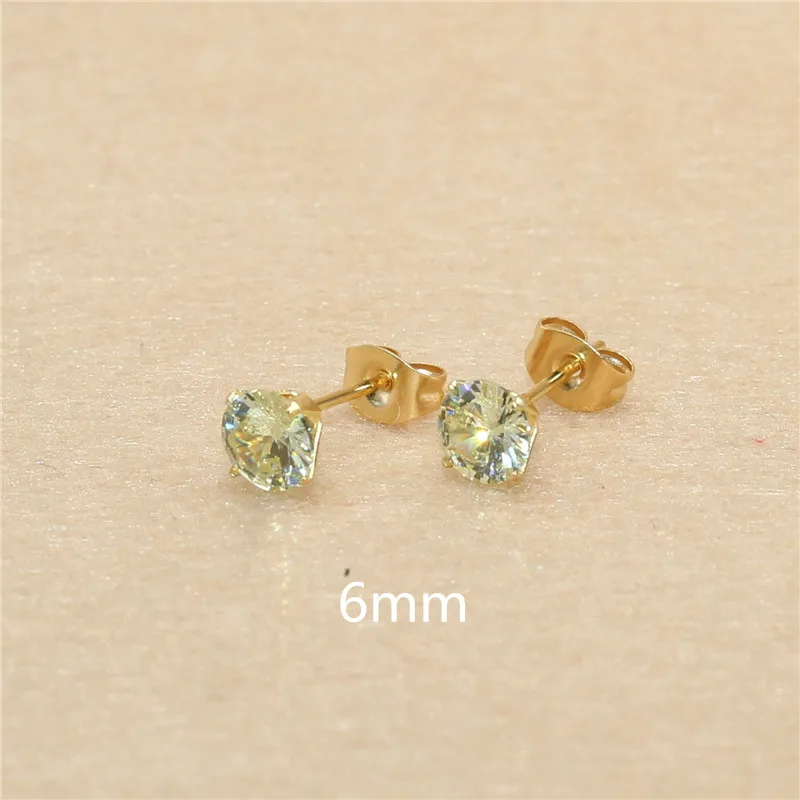 1 Paar Lemonyellow Hypoallergene Edelstahl-Ohrstecker mit AAA-Zirkonia, CZ-Knochenohrstecker-Set für Damen und Herren, 2-8 mm – Detail 8
