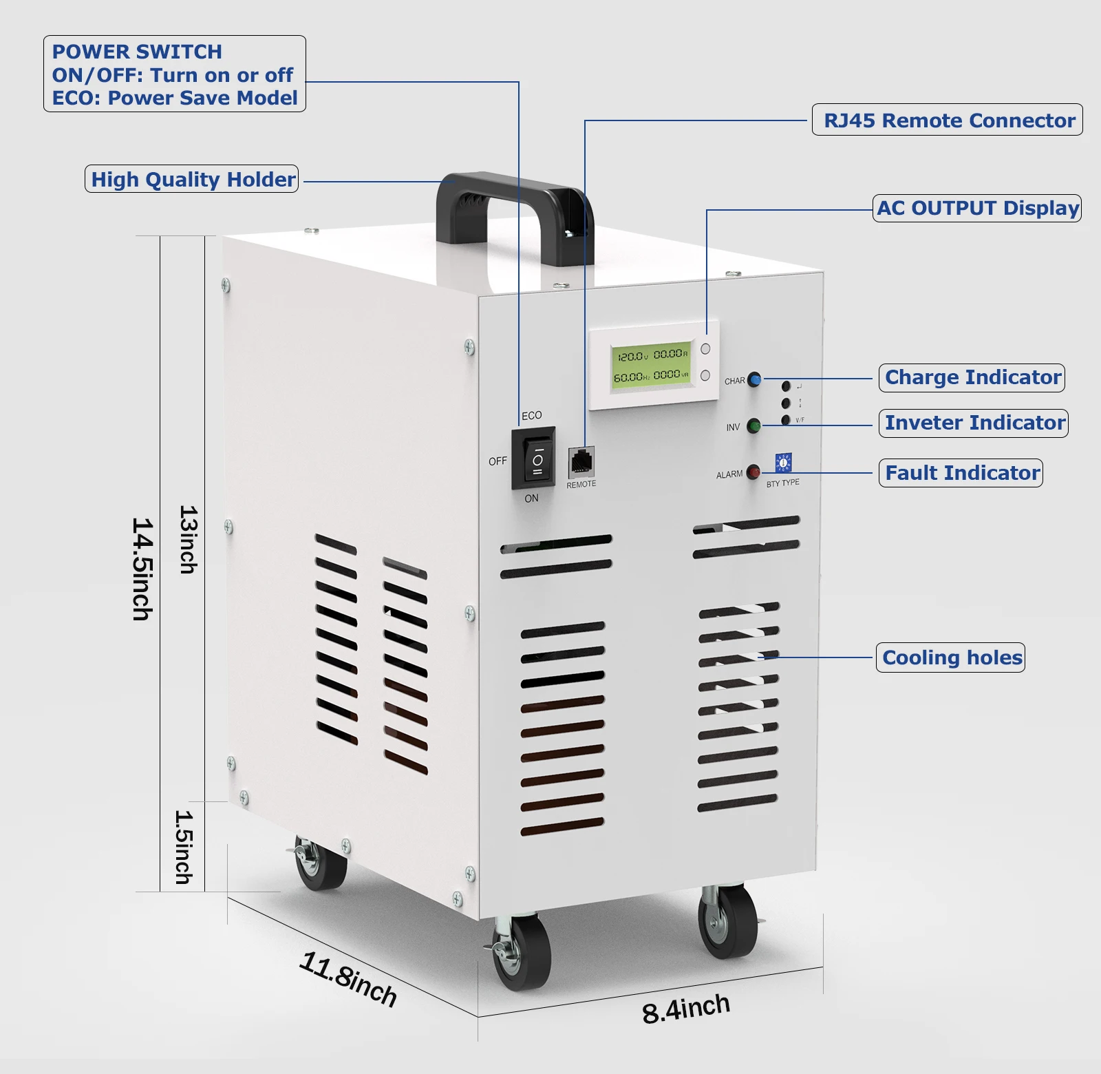 3000w/Peak 9000w Low Frequency Pure Sine Wave DC12v to AC110v 60Hz Power Inverter /Battery Charge/UPS Converter+LCD Display