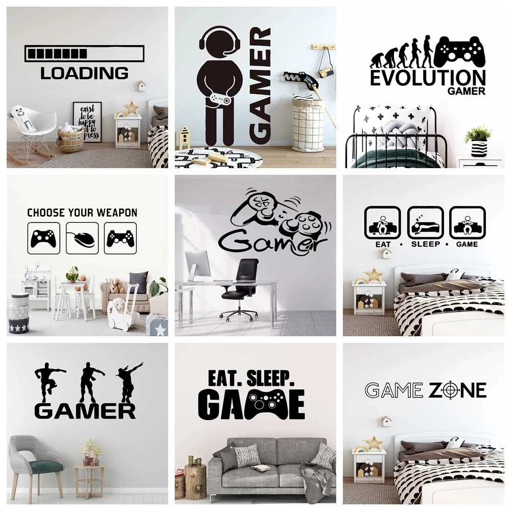 

Create Gamer Wall Sticker Vinyl Mural Wallpaper For Kids Boys Room Decoration Decals Ps4 Gaming Poster Decor Door Stickers