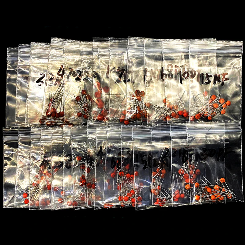 300 stücke 30 Werte 2pf-0,1 uf 100nf Keramikkondensator-Kit 2/3/5/10/15/22/30/33/47/68/75/82/220/330/470/pf/p 680. 5/2.2/3.3/nf