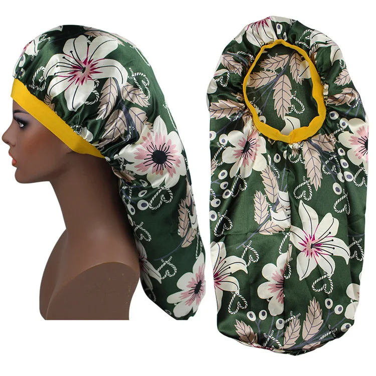 Frauen Satin Bonnet Schönheit Druck Satin Seide Motorhaube Schlafen Nacht Kappe Motorhaube Hut Motorhaube Satin Cheveux Nuit Bonnets Für Frauen – Detail 1