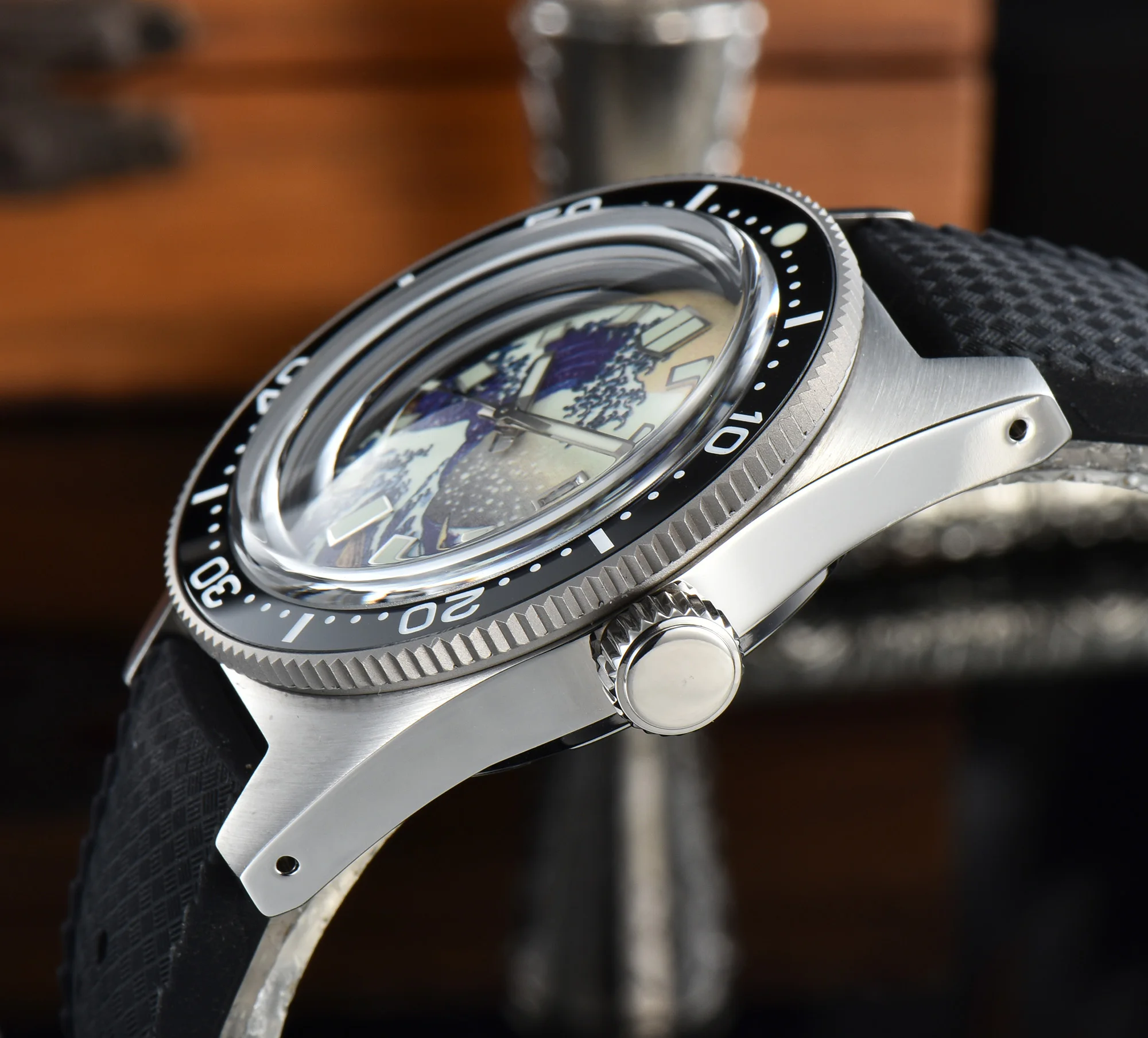 Tandorio-Reloj de pulsera con correa de goma para hombre, accesorio de pulsera con cristal de zafiro en cúpula automático, movimiento NH35A PT5000, 41mm, 62MAS, 300m