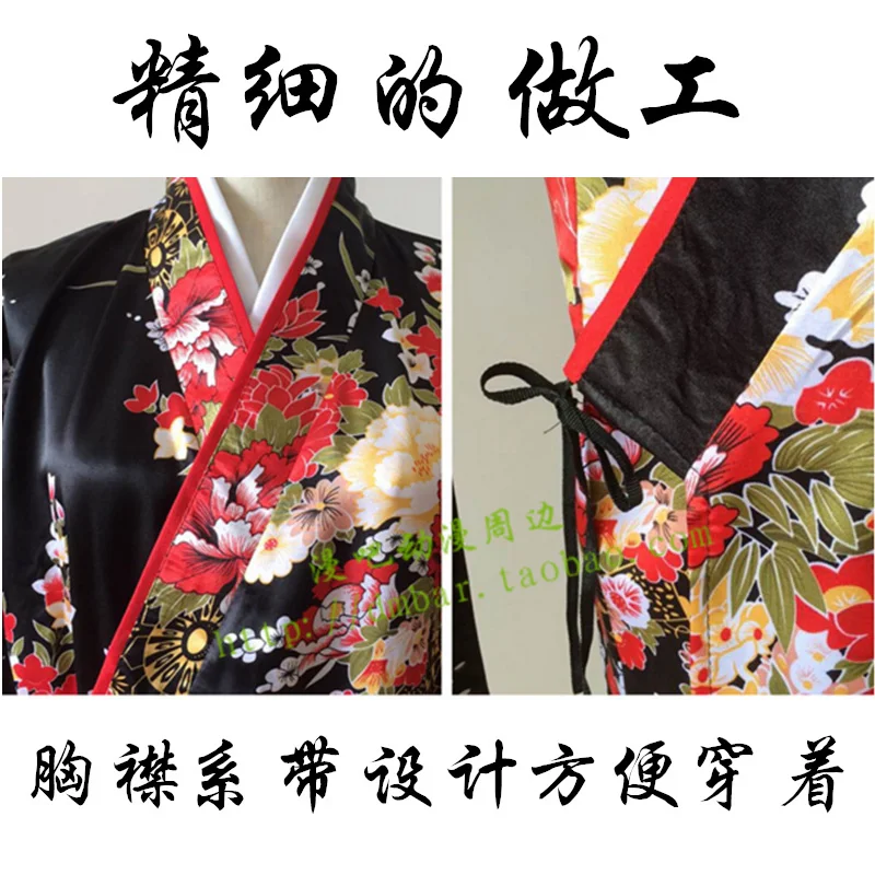 Newest Anime Jigoku Shoujo Mioyosuka Cosplay Kimono Black Floral Japanese Kimono Dresses For Women Plus