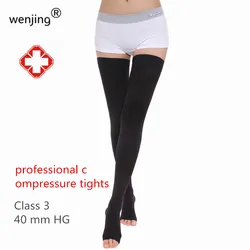 WJ923  Women   medical Varices compression sox  class  3   40 mmHG MIDDLE  pressure Thigh High TUBE Socks