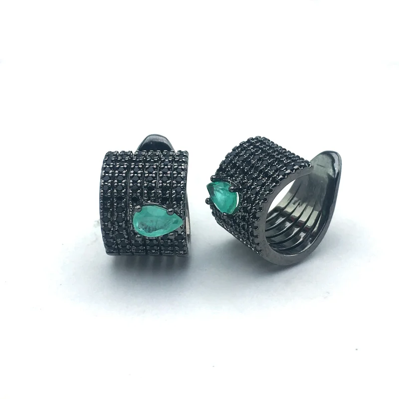 FFGems Created Emerald Earring Synthetic Gemstone Fine Jewelry For Women Lady Engagement Wedding Party Gift With Box
