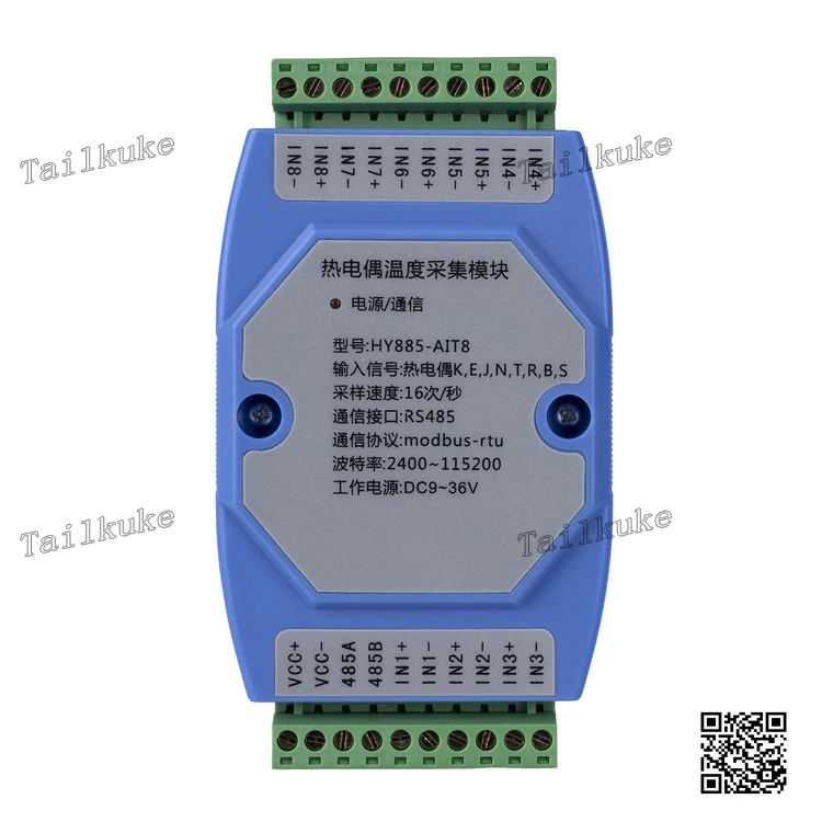 

Temperature Acquisition Module 8-way Thermocouple Signal Input with RS485 Communication Modbus-TPU Protocol