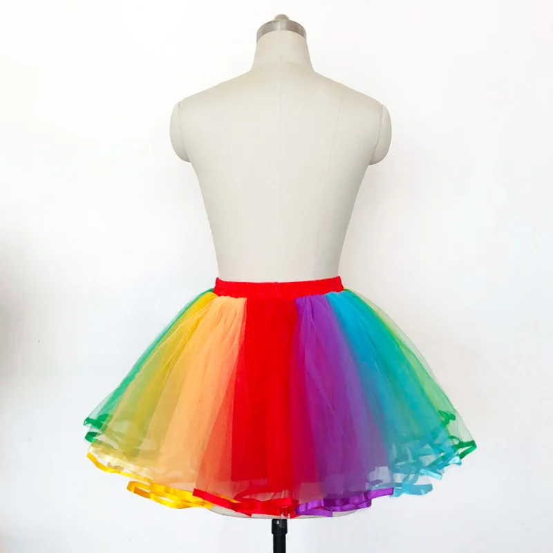 JIERUIZE Nhiều Màu Sắc Ngắn Petticoats Rainbow Ngắn Váy Lolita Cosplay Petticoat Ba Lê Váy Tutu Rockabilly Crinoline