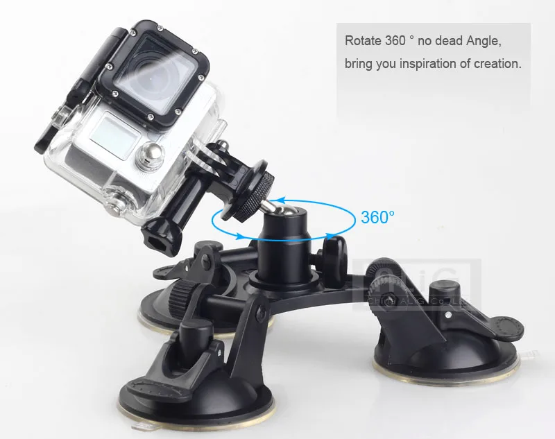 Acessórios do carro ventosa montagem titular base conjunto para gopro hero 7 6 5 4 3 + 3 sj4000 sj5000 wifi mini filmadora