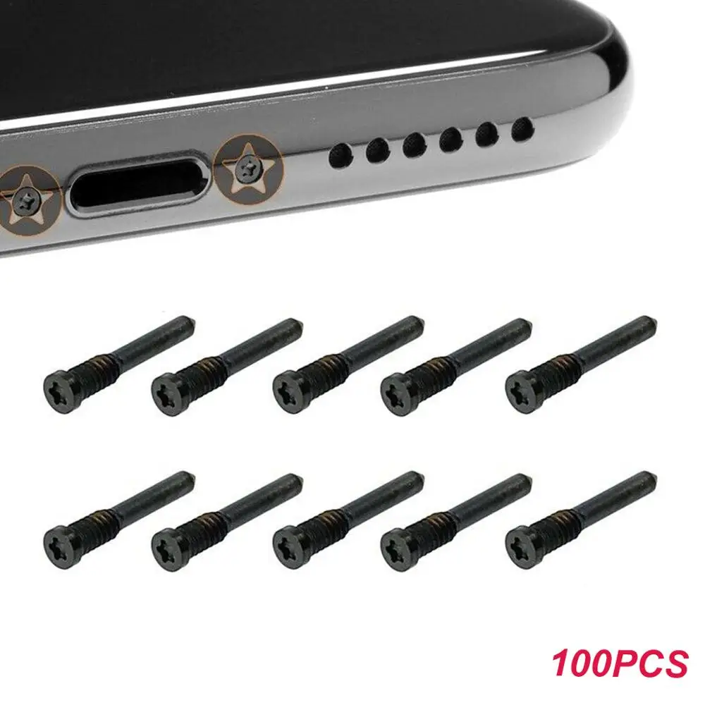 Réparation de vis inférieures pour Apple iPhone 15 11 12 13 14 Pro Max Mini X Xr XS 5s 6 6s 7 8 Plus, 100 pièces, remplacement de vis Pentalobe
