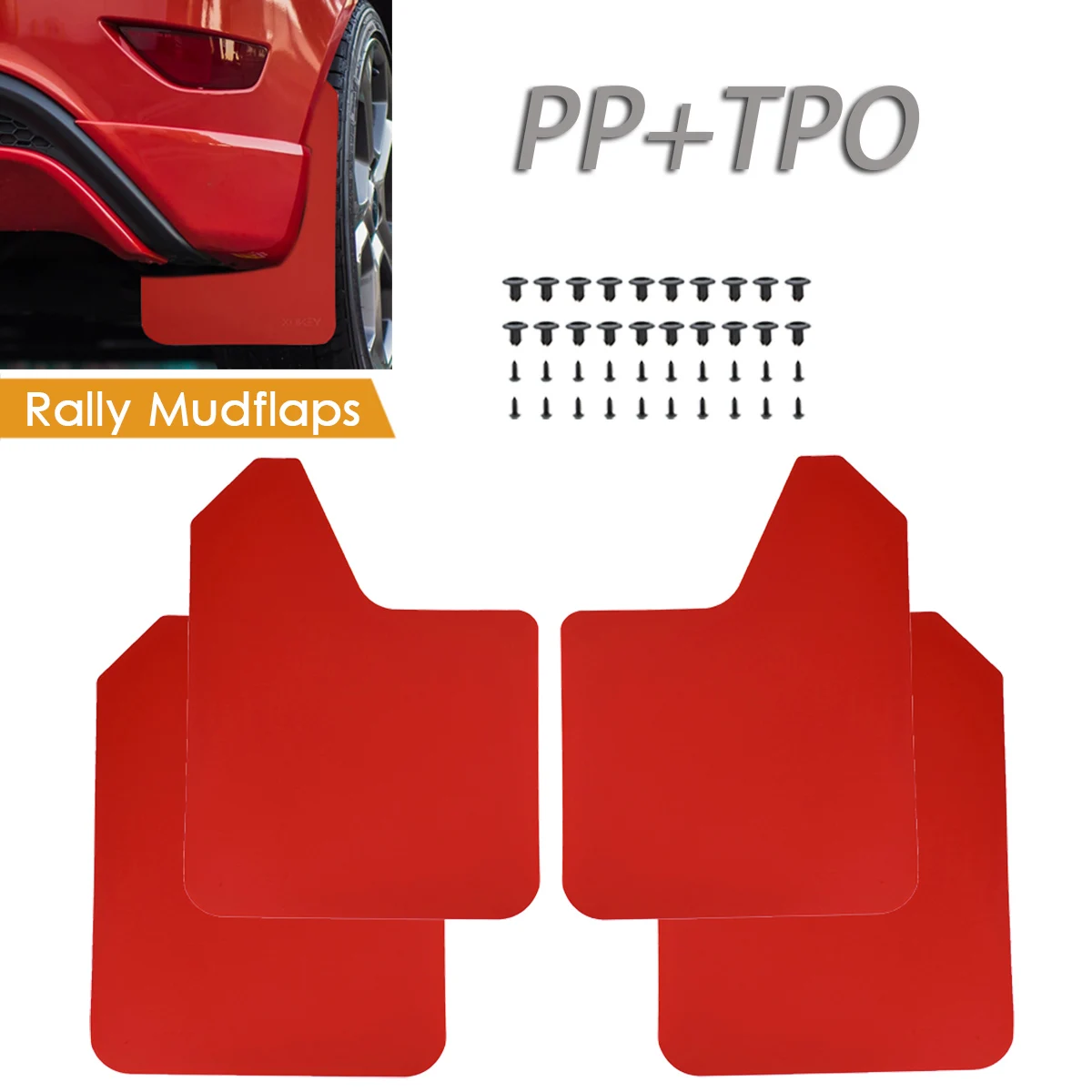 Red Mud Flaps Mudflaps Splash Guards Mudguards Fender Flares For Ford Fiesta ST ST180 Active Sport RS Line Zetec S XR4 Titanium