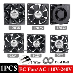 1pcs Gdstime AC 110V 115V 120V 220V 240V 2Pin Dual Ball Bearing EC Brushless Cooling Fan 80mm x 25mm 92mm 120mm 60