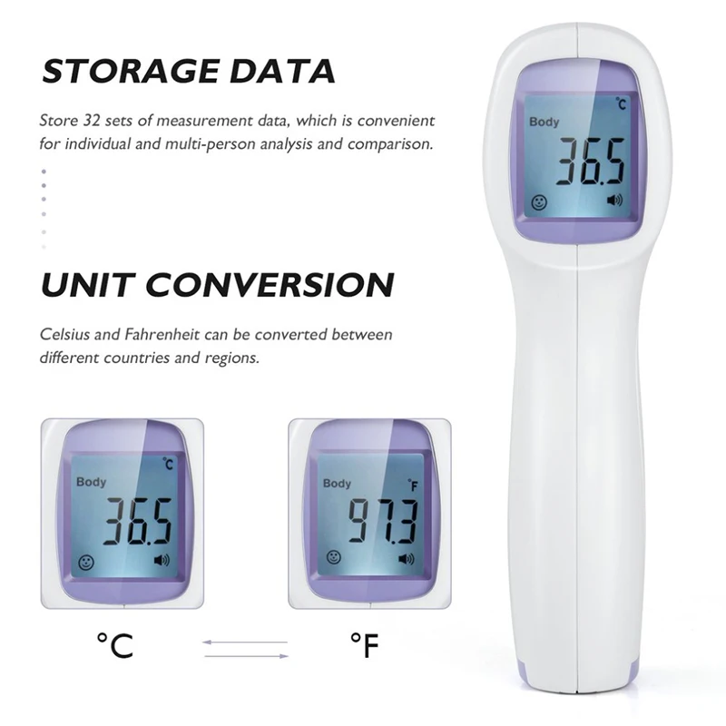 Forehead Digital Display Thermometer Non-contact Infrared Infant Temperature Fever Safety Health Measurement Tool/oximeter