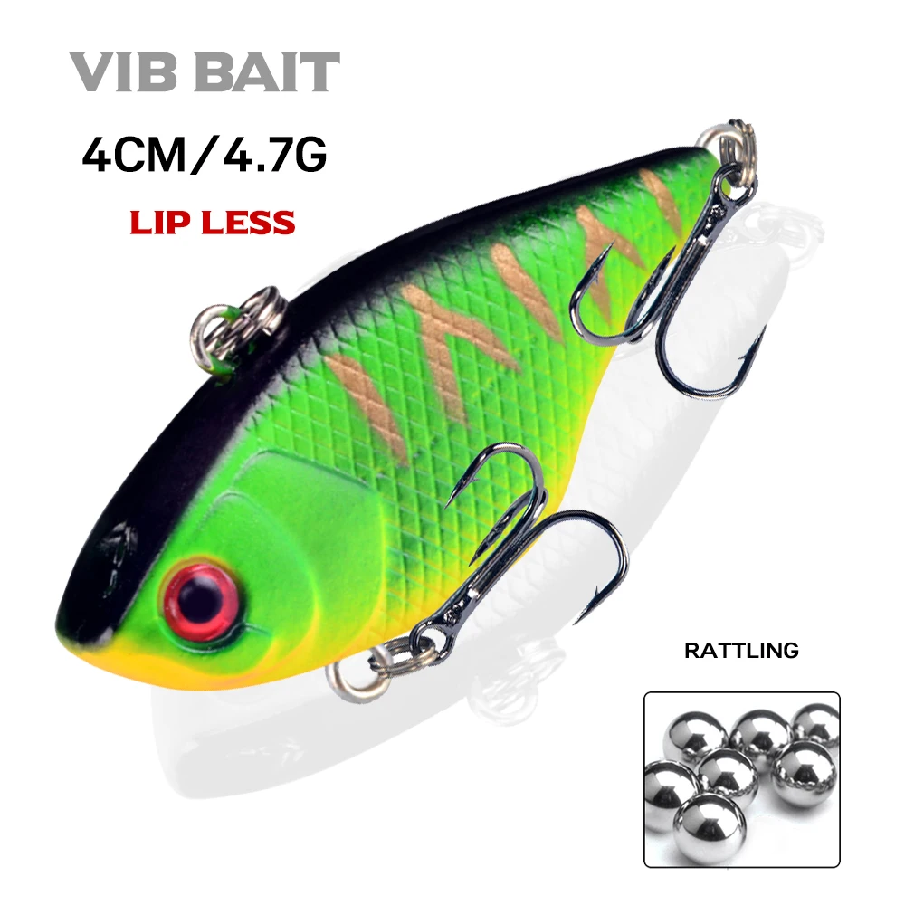 Plastic Mini VIB With 10# Hooks Fishing Lure 4cm 4.7g Pin Crank Bait Vibration Spinner Sinking Bait Fishing Tackle