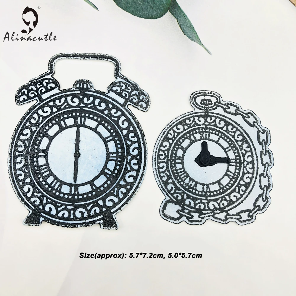 Metal Stamp Dies 2pc Clock Time Scrapbooking Paper Craft Handmade Card Album Punch Art Cutter Aliancraft 20102325