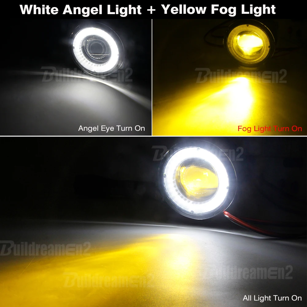 2 X Car Angel Eye Fog Light LED Lens DRL Fog Daytime Lamp 30W For Toyota Prius Tacoma Corolla Camry Sienna Avalon Tundra Estima