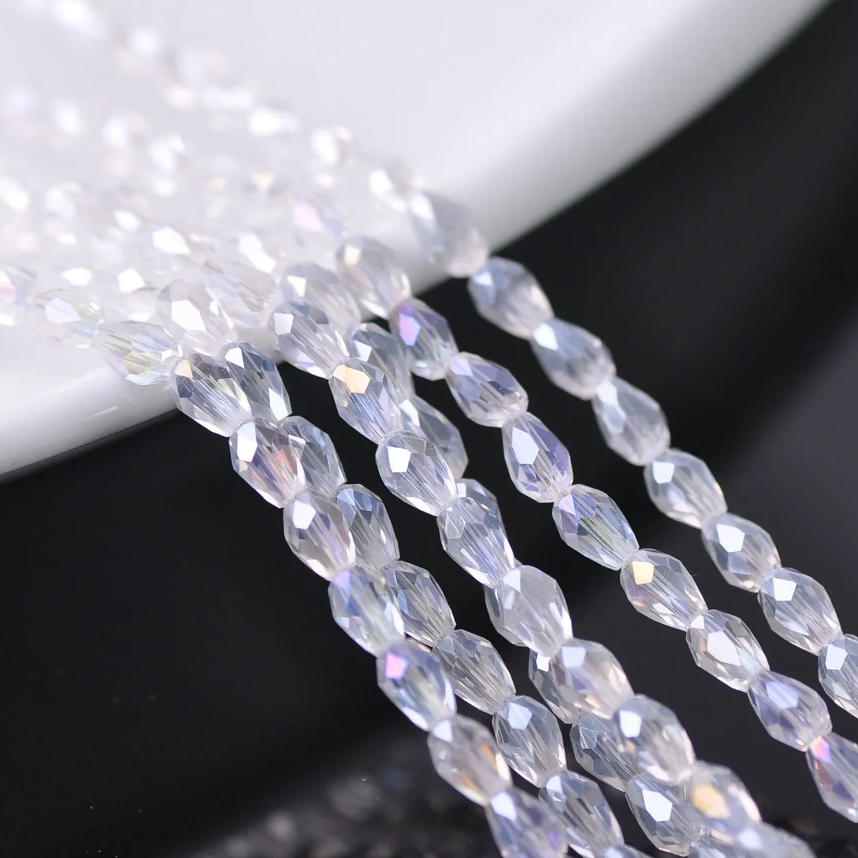 50pcs Small Teardrop Shape 6x4mm Faceted Crystal Glass Loose Spacer Beads Lot For Jewelry Making DIY Crafts Findings