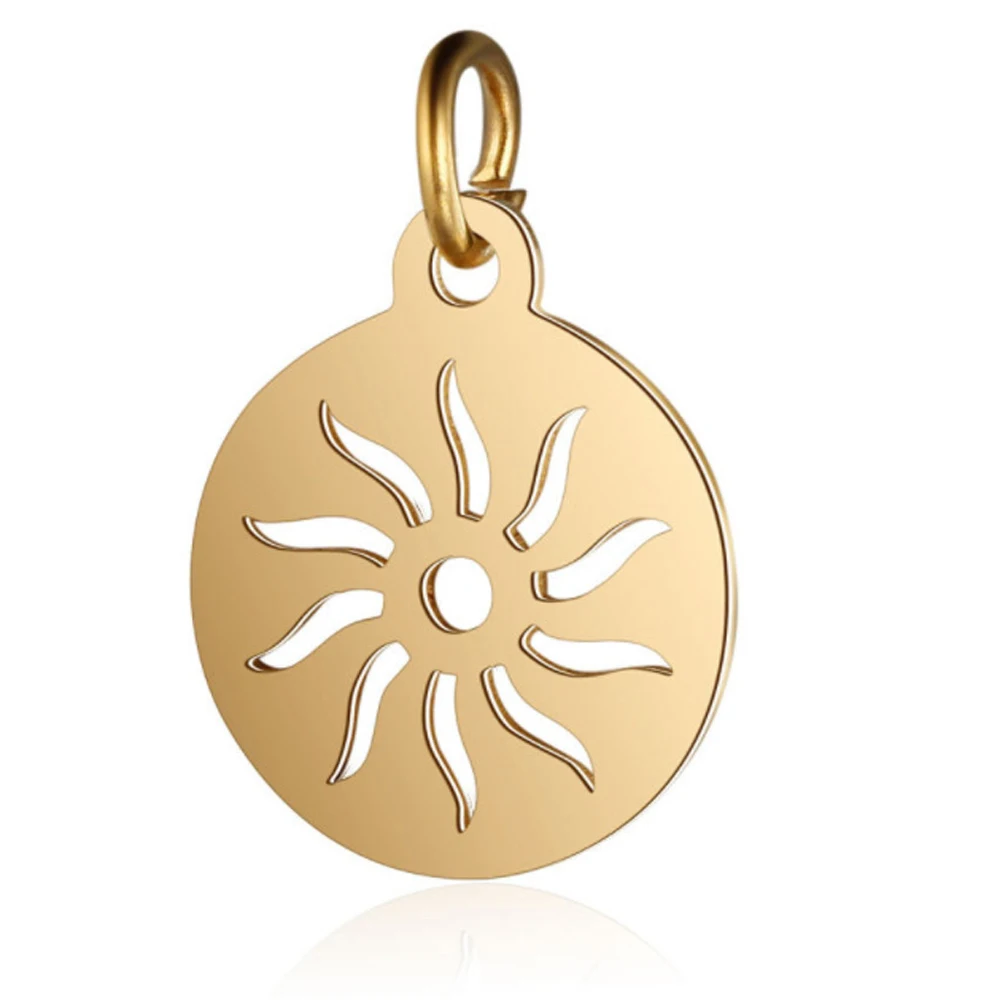 10 Stück/Set Edelstahl-Sonnenanhänger Großhandel DIY Schmuckherstellung Anhänger Schmuckherstellung Charms Anlauffarbener Stahl-Anhänger – Detail 5