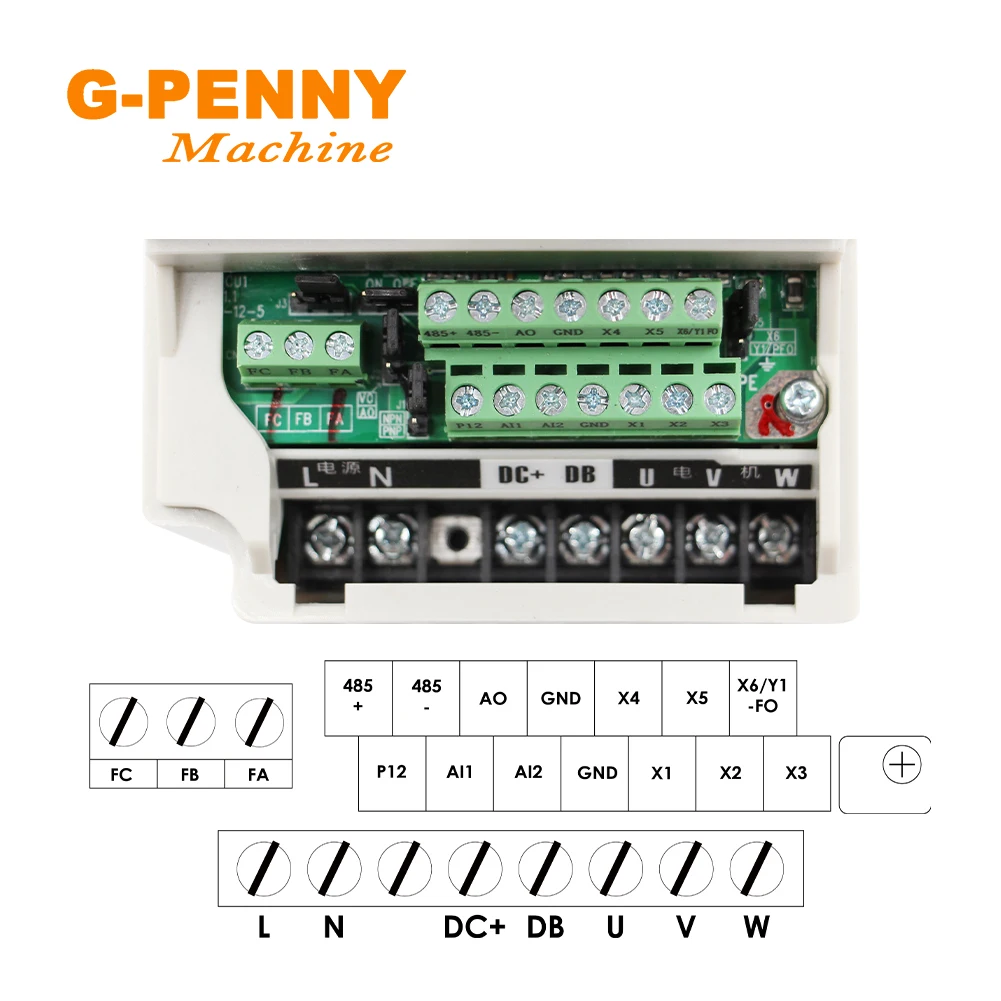 220V 380V 2.2KW ER20 CNC Air Cooling Spindle motor 4pcs bearings with 2.2KW QL Inverter VFD