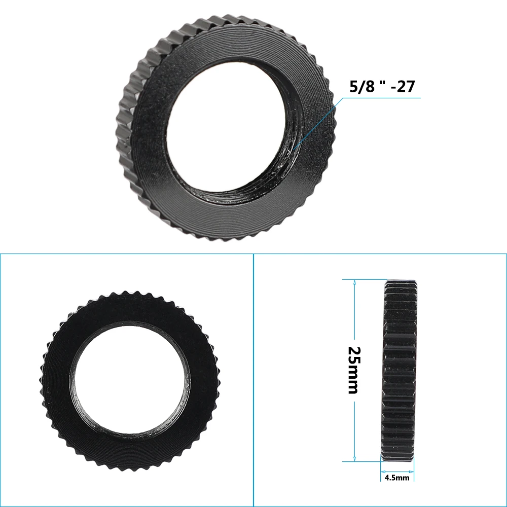 CAMVATE 2Pieces Aluminum Double Lock Nuts With Standard 5/8"-27 Thread For 5/8" Cold /Hot Shoe Adapter Screw Microphone Mounting