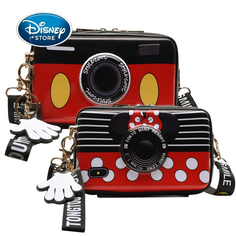 Disney Mickey Mouse Girl Camera Bag Messenger Mobile Phone Bags Mini Coin Purse Versatile PVC Shoulder Diagonal Handbag Backpack